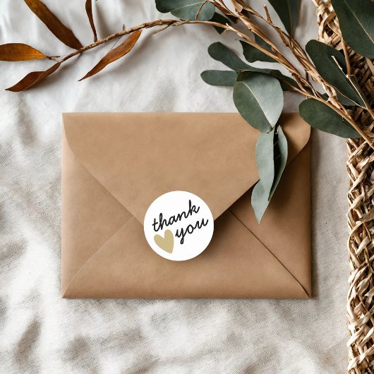 Sticker Rond Merci Gold Heart