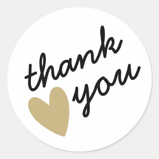 Sticker Rond Merci Gold Heart (Devant)