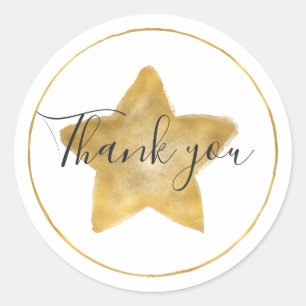 Sticker Rond Merci Gold Star Circle