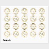 Sticker Rond Merci - Gold Stripes Motif géométrique (Feuille)