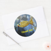 Sticker Rond Merci, Golden Fish Design, (Enveloppe)