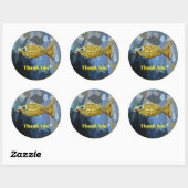 Sticker Rond Merci, Golden Fish Design, (Feuille)