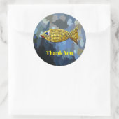 Sticker Rond Merci, Golden Fish Design, (Sac)