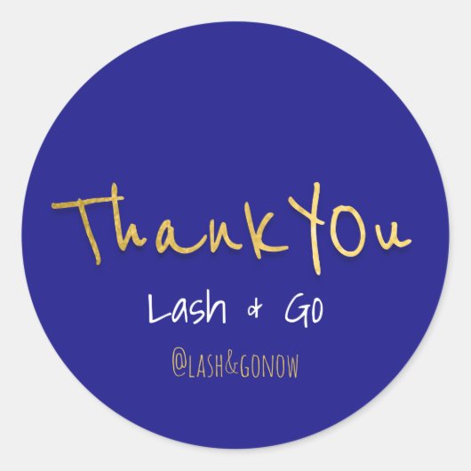 Sticker Rond Merci Golden Script Blue Navy Événement Favoriser (Devant)