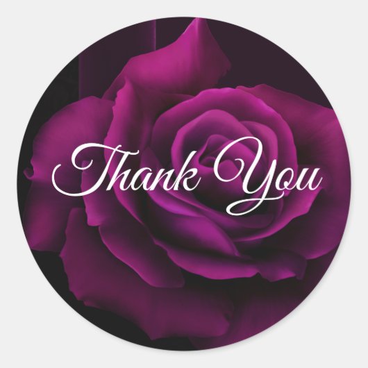 Sticker Rond Merci gothique de rose violet-rouge (Devant)