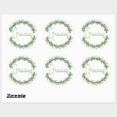 Sticker Rond Merci Gracias Vert clair Typographie couronne (Feuille)