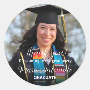 Sticker Rond Merci Graduate Photo Moderne