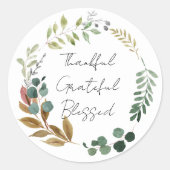 Sticker Rond Merci Grateful Blessé Leaf Automne Rustique modern (Devant)