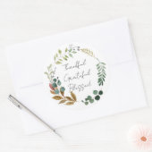 Sticker Rond Merci Grateful Blessé Leaf Automne Rustique modern (Enveloppe)