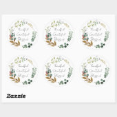 Sticker Rond Merci Grateful Blessé Leaf Automne Rustique modern (Feuille)