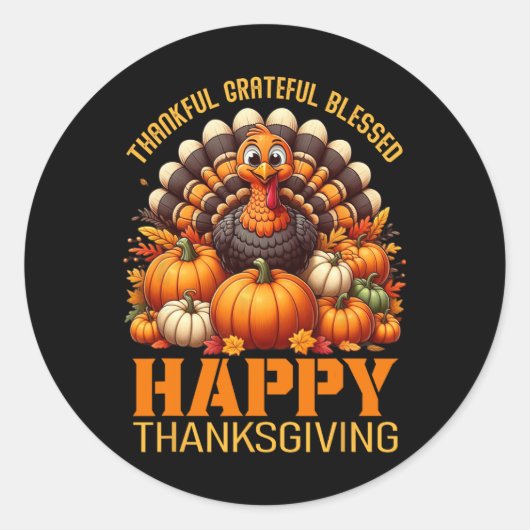 Sticker Rond Merci Grateful Bon thanksgiving Turke (Devant)