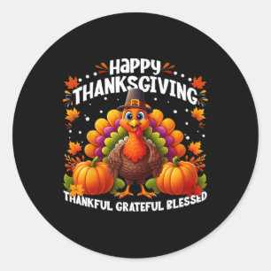 Sticker Rond Merci Grateful Bon thanksgiving Turke