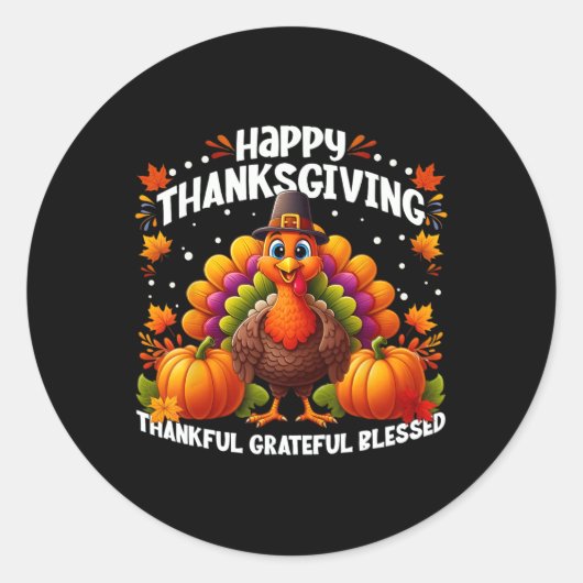 Sticker Rond Merci Grateful Bon thanksgiving Turke (Devant)