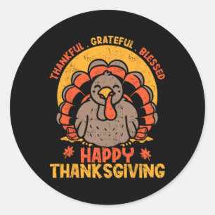Sticker Rond Merci Grateful Bon thanksgiving Turke