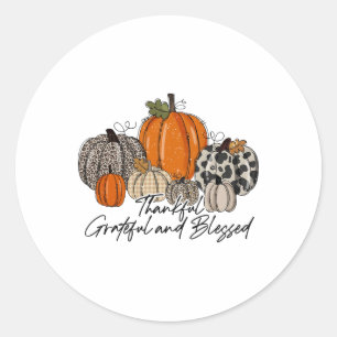 Sticker Rond Merci Grateful Merci Citrouille Merci Merci