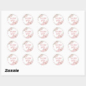 Sticker Rond Merci - Gratitude - Fleurs Roses (Feuille)