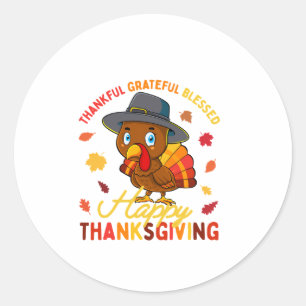 Sticker Rond Merci Gratuit Béni Thanksgiving Turquie femmes