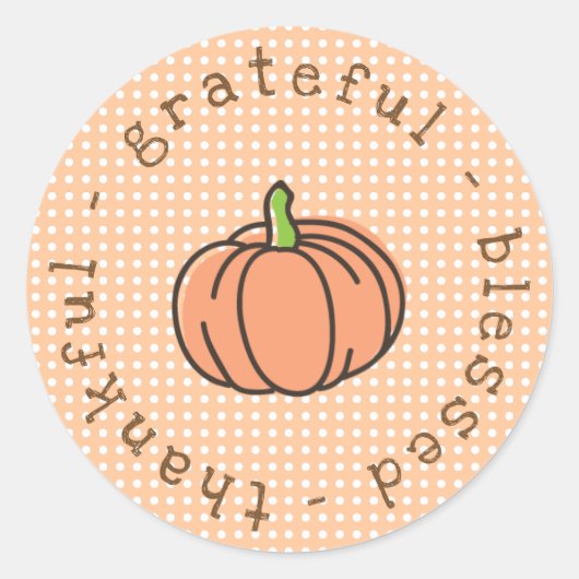Sticker Rond Merci Gratuit Citrouille Thanksgiving (Devant)
