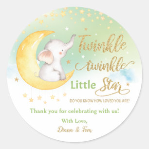 Sticker Rond Merci Green Faveur de l'éléphant Twinkle Little