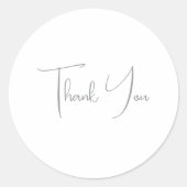 Sticker Rond Merci gris manuscrit classique blanc chic (Devant)