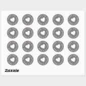 Sticker Rond MERCI gris mariage faveur (Feuille)