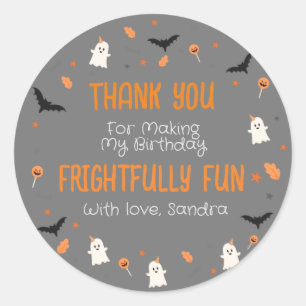 Sticker Rond Merci Halloween Gris d'anniversaire