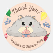Sticker Rond Merci Hamster Anniversaire Pool Party (Devant)