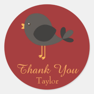Sticker Rond Merci Happy Black Robin