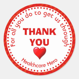 Sticker Rond MERCI HEALTHCARE HERO Support personnalisable