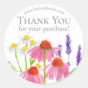 Sticker Rond Merci Herb Farm Garden pour votre achat