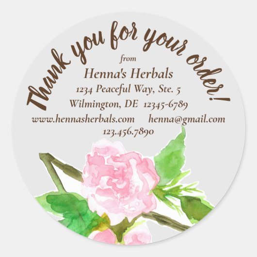 Sticker Rond Merci Herb Farm Pour Votre Commande (Devant)