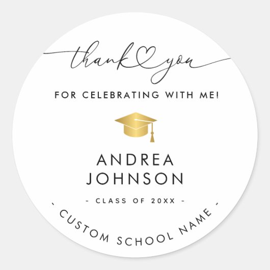 Sticker Rond Merci High School College Graduation Party (Devant)