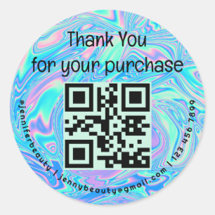 Sticker Rond merci holographic qr code petite entreprise