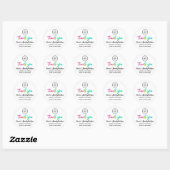 Sticker Rond Merci Holographique Nom du script Logo Blanc (Feuille)