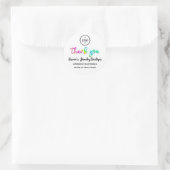 Sticker Rond Merci Holographique Nom du script Logo Blanc (Sac)