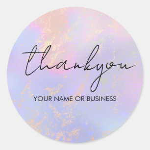 Sticker Rond Merci holographique Opal moderne