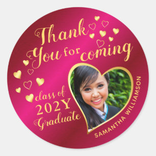 Sticker Rond Merci Hot Rose et Gold 2025 Graduation