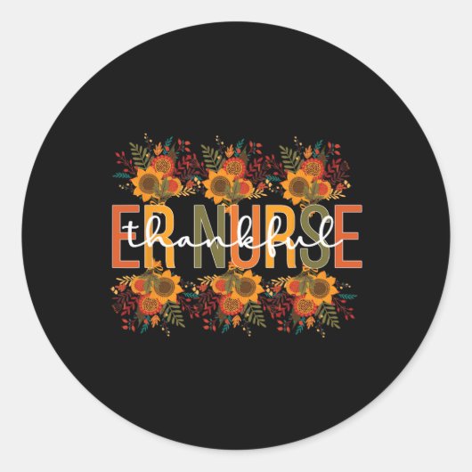 Sticker Rond Merci Infirmière d'urgence Thanksgiving ER Infirmi (Devant)