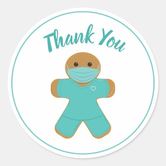 Sticker Rond Merci Infirmière Médicale Docteur Gingerbread Homm (Devant)