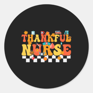 Sticker Rond Merci infirmière rétro Super Thanksgiving Fall RN 