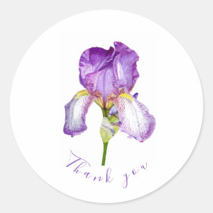 Sticker rond Merci Iris violet brillant
