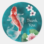 Sticker Rond Merci Japonais Poisson Koi, Fleurs de cerisiers Ja (Devant)