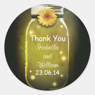 Sticker Rond merci jaune rustique whimsical mason jar