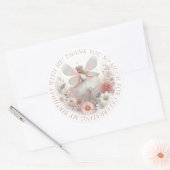 Sticker Rond Merci Joli Fée Rose (Enveloppe)
