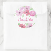 Sticker Rond Merci Jolie aquarelle rose Floral B (Sac)