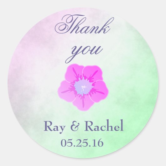 Sticker Rond Merci Jolie Fleur violette (Devant)