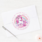 Sticker Rond Merci jolie licorne rose (Enveloppe)