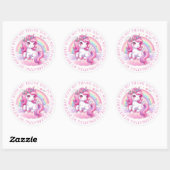 Sticker Rond Merci jolie licorne rose (Feuille)