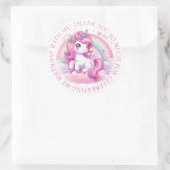 Sticker Rond Merci jolie licorne rose (Sac)