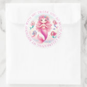 Sticker Rond Merci jolie sirène rose (Sac)